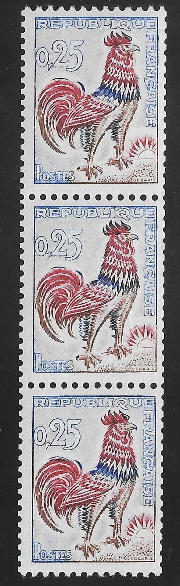 N°Yvert 1331c - coq de Decaris - numéro vert - neuf** - SUP - signé Calves