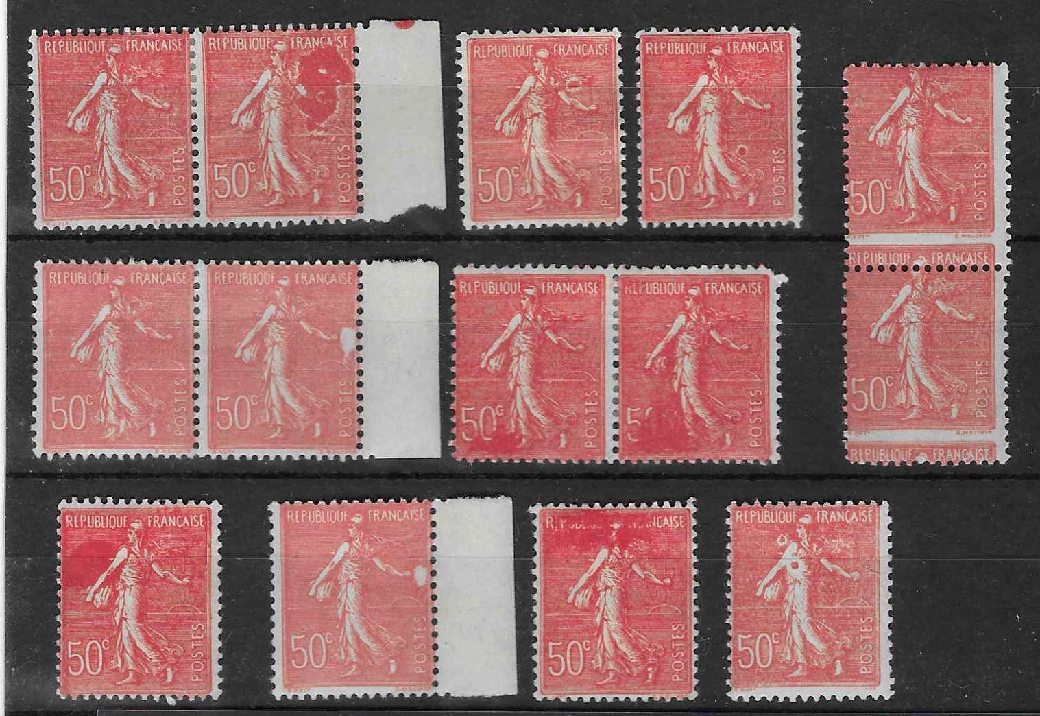 N°YT 199 - Semeuse - bel ensemble de 12 timbres avec variété - neufs* - TB - signés Calves