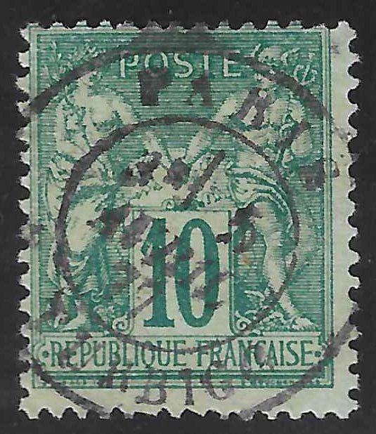 N°76 - Type Sage - 10 c. vert (II) - oblitéré - TB - signé Scheller