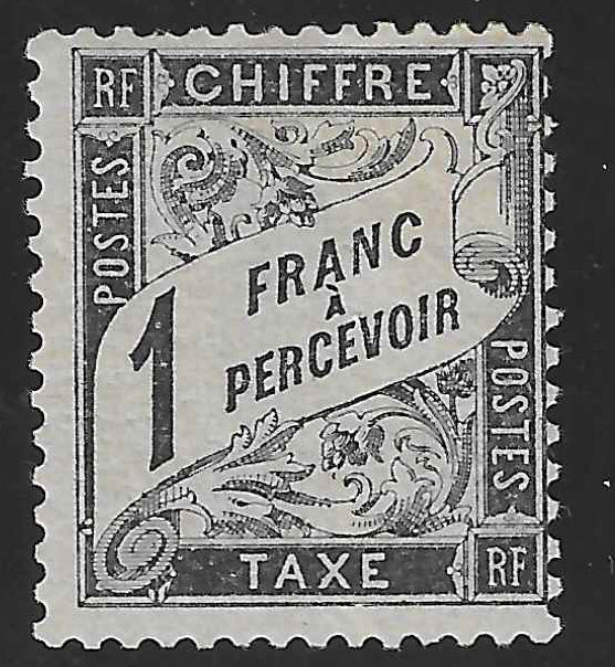 Taxe n°22 - 1 f. noir - neuf* - signé Calves, Brun et Scheller et avec certificat Calves