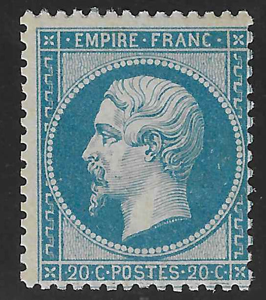 N°22 - Empire - 20 c. bleu - neuf* - TB - signé Calves