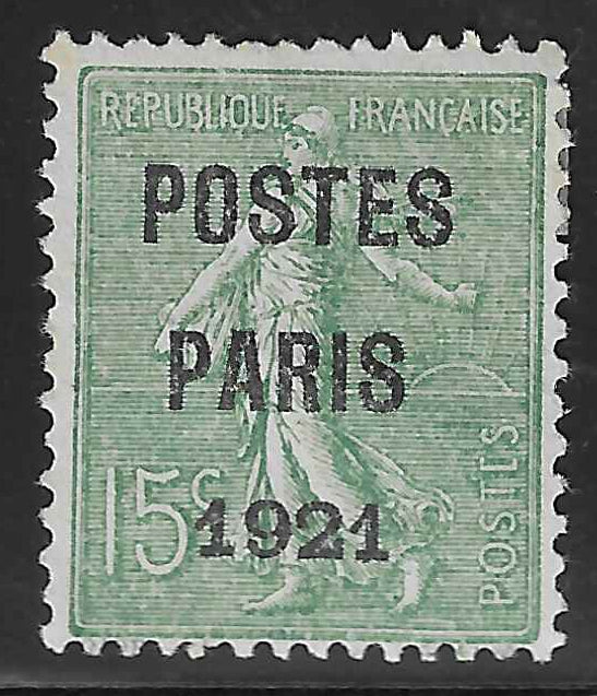 Préoblitéré n°28 - Postes Paris 1921 - sans gomme - TB - signé Calves