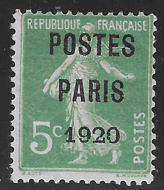 Préoblitéré n°24 - Postes Paris 1920 - neuf* - TB - signé et avec certificat Calves