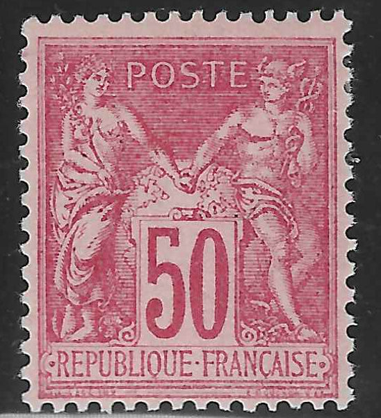 N°98 - Type Sage - 50 c. rose (II) - neuf* - TB - signé Calves