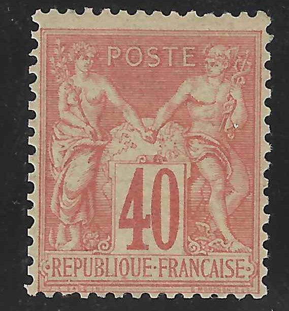 N°70 - Type Sage - 40 c. rouge-orange - neuf* - signé Brun et avec certificat Calves