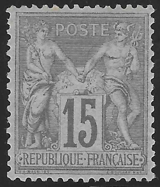 N°77 - Type Sage - 15 c. gris (II) - neuf* - signé et avec certificat Calves