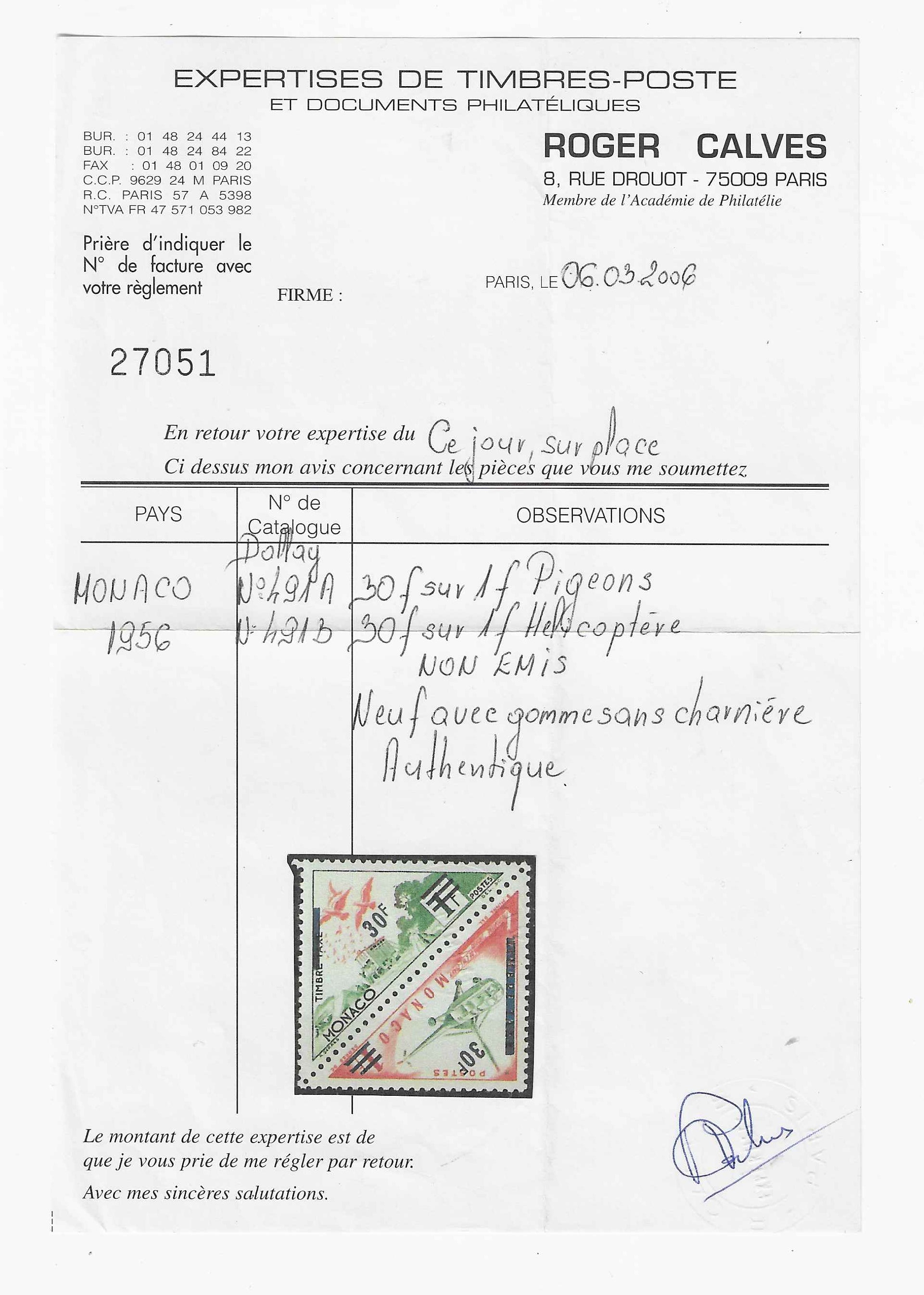 Monaco - n°YT 491A et 491B - non émis - neufs** - SUP - avec certificat papier Calves