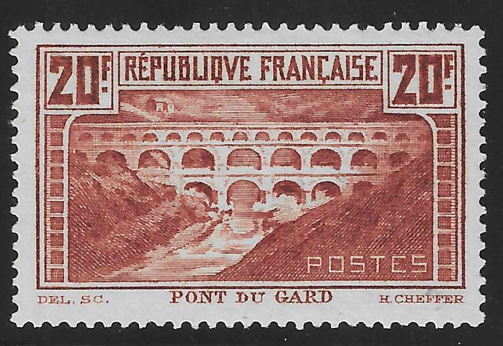 N°YT 262Aa - Pont du Gard - type I - chaudron clair - neuf** - SUP - signé et avec certificat papier Calves