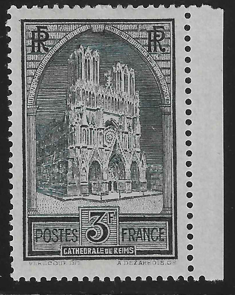 N°YT 259 - Cathédrale de Reims - Type I - neuf** - SUP - signé Calves